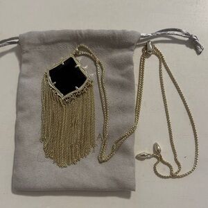 Kendra Scott Kingston Gold Chain Necklace with Black Pendant